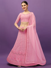 Party Wear Light Pink Color Embroidery Work Lehenga Choli