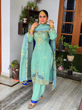 Lovely Sky Blue Color Sequence Work Punjabi Salwar Suit