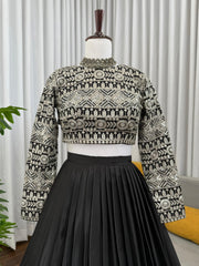 Mesmerizing Black Color Organza Lehenga Choli