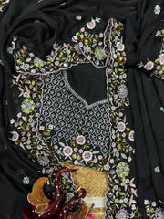 Ravishing Black Rangoli Silk Embroidery Saree