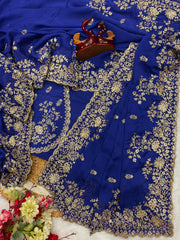 Awesome Blue Color Sequence Work Saree