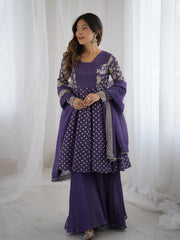 Attractive Purple Color Sequence Work Sharara Suit