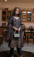 Attractive Blue Satin Digital Print Salwar Suit