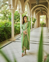 Gorgeous Green Color Georgette Embroidery Work Anarkali Suit