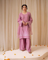 Graceful Pink Georgette Sequence Work Palazzo Suit
