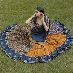 Glorious Blue Color Mirror Work Lehenga Choli