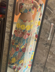 Shining Multi-color Sequence Embroidery Work Net Lehenga Choli