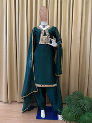 Glorious Green Color Mirror Work Palazzo Suit
