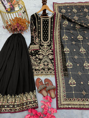 Beautiful Black Color Work Georgette Sharara Suit