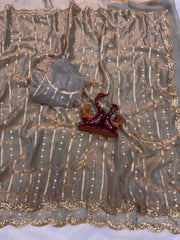 Trendy Red Color Sequence Silk Saree