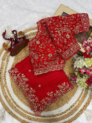 Exclusive Red Color Embroidery Work Saree