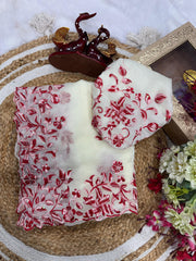 Trendy White Color Thread Work Silk Saree