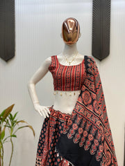 Navratri Special Red Printed Kodi Lace Lehenga Choli