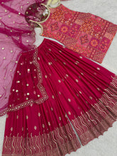 Trendy Pink Chinon Silk Sequence Work Sharara Suit