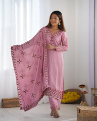 Amazing Pink Chinon Silk Sequence Work Anarkali Suit