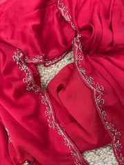 Stylish Red Rangoli Silk Katdana Work Saree