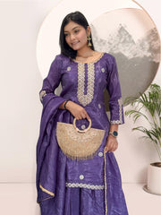 Marvelous Purple Crush Silk Embroidery Work Palazzo Suit