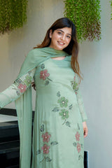 Marvelous Green Color Digital Printed Anarkali Suit