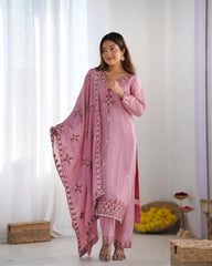 Amazing Pink Chinon Silk Sequence Work Anarkali Suit