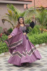 Navratri Collection Purple Cotton Ajrakh Print Lehenga Choli