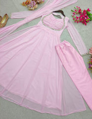 Gorgeous Pink Georgette Sequence Work Gown