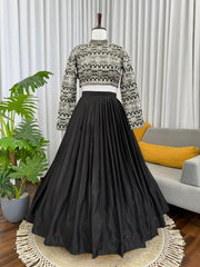 Mesmerizing Black Color Organza Lehenga Choli