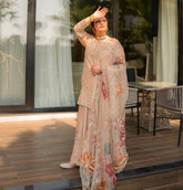 Stylish Peach Chinon Sequence Work Lehenga Choli With Top
