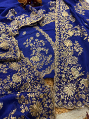 Awesome Blue Color Sequence Work Saree