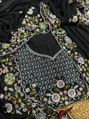 Ravishing Black Rangoli Silk Embroidery Saree