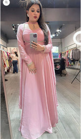 Gorgeous Pink Georgette Sequence Work Gown