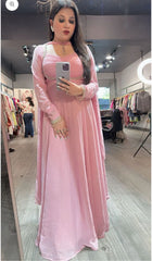 Gorgeous Pink Georgette Sequence Work Gown