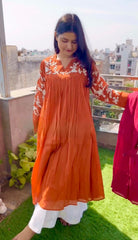 Precious Pink Cotton Embroidery Work Palazzo Suit