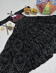 Gorgeous Black Georgette Embroidery Work Gown For Navratri