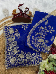 Awesome Blue Color Sequence Work Saree