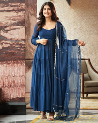 Alluring Blue Georgette Anarkali Gown
