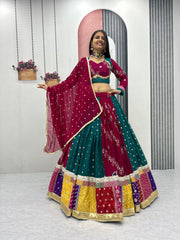 Maroon Color Embroidery Work Georgette Lehenga Choli For Navratri