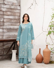 Ravishing Sky Blue Roman Silk Sequence Work Straight Salwar Suit