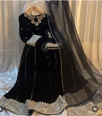 Trendy Black Color Sequence Work Georgette Gown