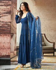 Alluring Blue Georgette Anarkali Gown