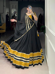 Alluring Black Rayon Sequins Work Lehenga Choli