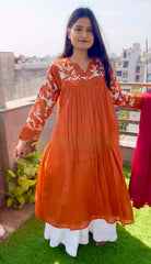 Precious Pink Cotton Embroidery Work Palazzo Suit