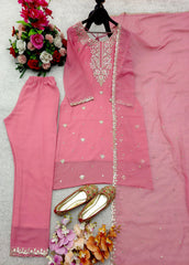 Trendy Pink Georgette Sequence Work Palazzo Suit
