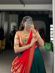 Exotic Green Vichitra Silk Zari Work Lehenga Choli