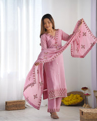 Amazing Pink Chinon Silk Sequence Work Anarkali Suit