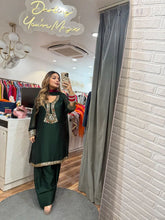 Glorious Green Color Mirror Work Palazzo Suit