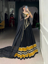 Alluring Black Rayon Sequins Work Lehenga Choli
