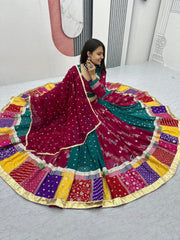 Maroon Color Embroidery Work Georgette Lehenga Choli For Navratri
