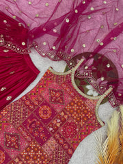 Trendy Pink Chinon Silk Sequence Work Sharara Suit