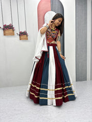 Lovely Multicolor Gamthi Work Lehenga Choli For Navratri