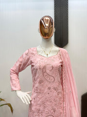 Trendy Pink Georgette Sequence Work Sharara Suit